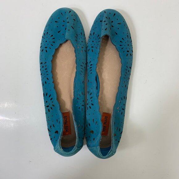 Miz Mooz Parvati Scalloped Laser Cut Ballet Flats Blue Size 10 - Picture 5 of 9